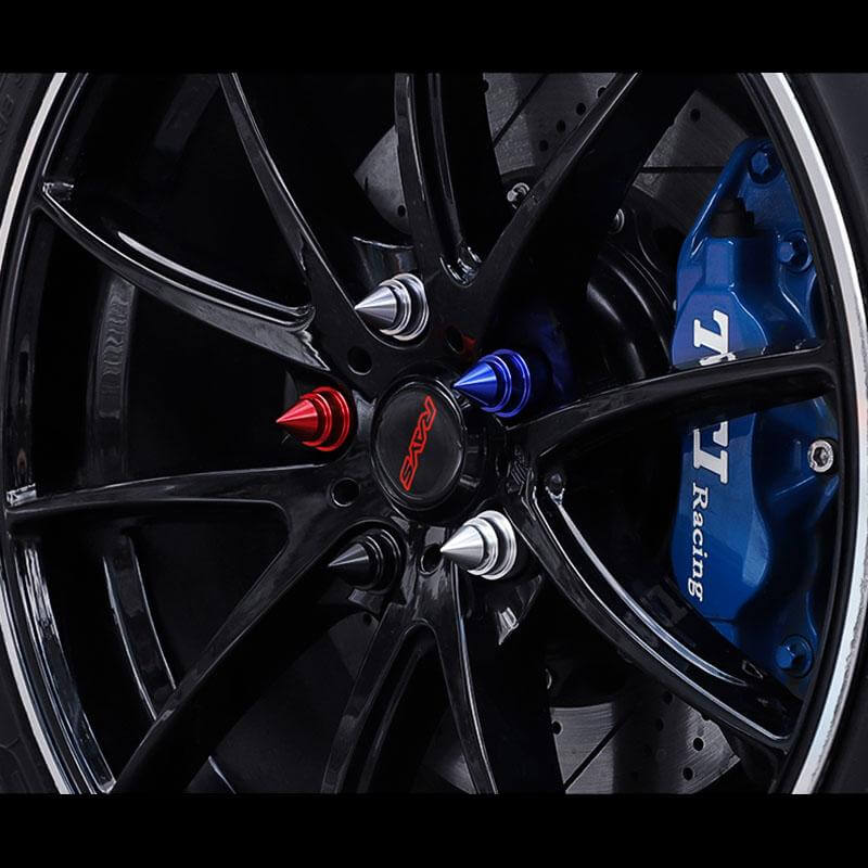 (Set of 4) Aluminum Spiked Valve Stem Caps Airtight Wheel Tire Air Stem Cover