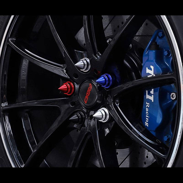 (Set of 4) Aluminum Spiked Valve Stem Caps Airtight Wheel Tire Air Stem Cover