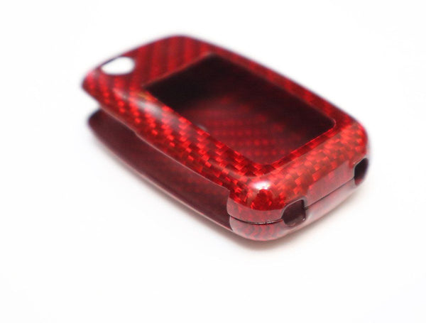 Pinalloy Red Deluxe Real Carbon Fiber Remote Flip Key Cover Case Skin Shell for VW Seat Skoda - Pinalloy Online Auto Accessories Lightweight Car Kit 