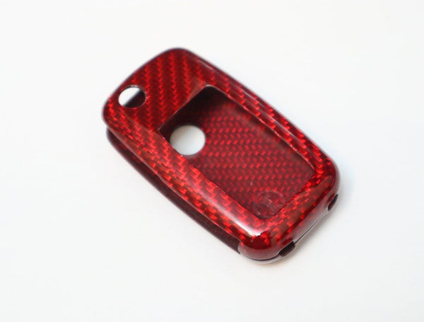 Pinalloy Red Deluxe Real Carbon Fiber Remote Flip Key Cover Case Skin Shell for VW Seat Skoda - Pinalloy Online Auto Accessories Lightweight Car Kit 
