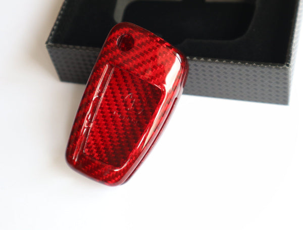 Pinalloy Real Red Carbon Fiber Key Case for Audi A3 A4 TT