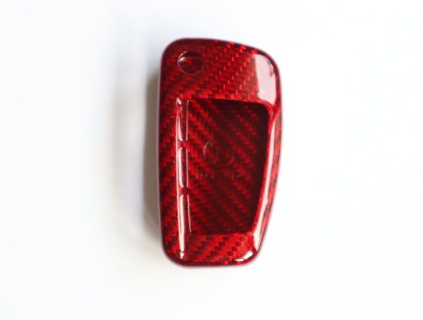 Pinalloy Real Red Carbon Fiber Key Case for Audi A3 A4 TT
