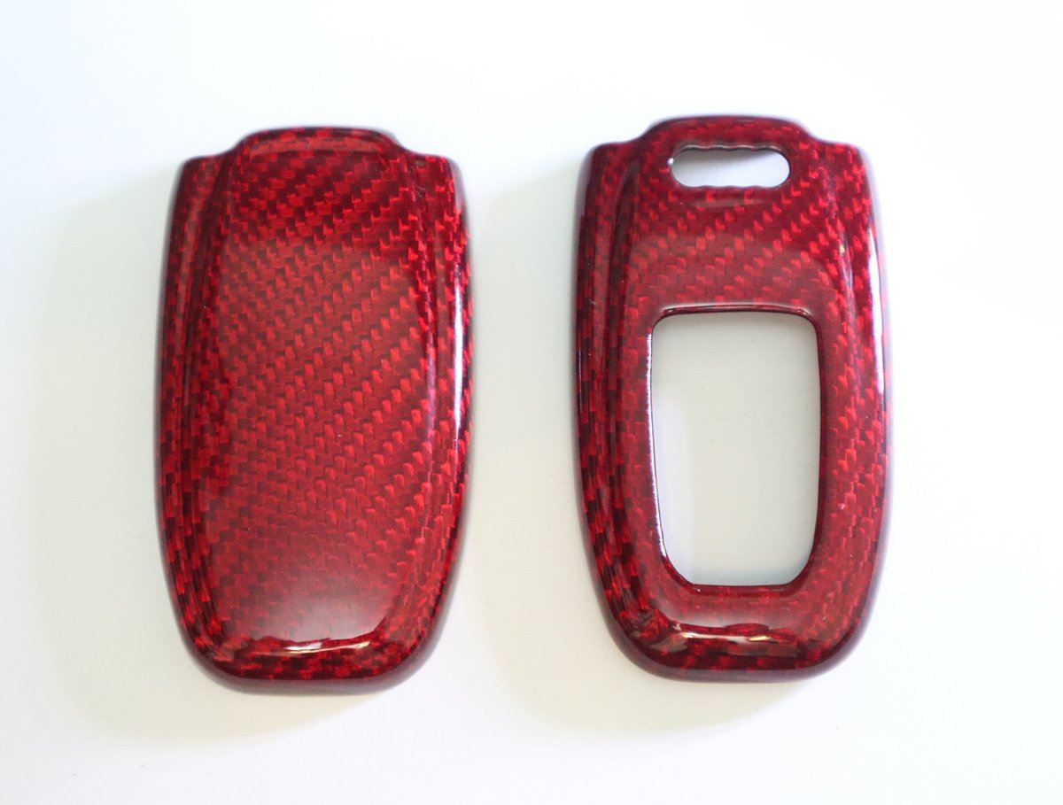 Pinalloy Deluxe Real Red Carbon Fiber Remote Key-less Key Cover Case Skin Shell for Audi - Pinalloy Online Auto Accessories Lightweight Car Kit 