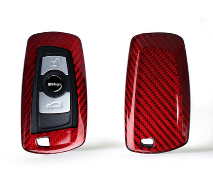 Pinalloy Red Deluxe Real Carbon Fiber Remote Key Cover Case Shell for BMW 1 3 5 7 - Pinalloy Online Auto Accessories Lightweight Car Kit 