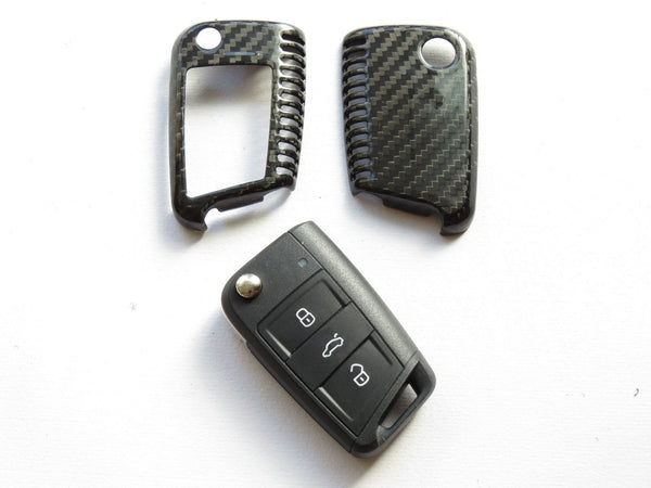 Deluxe Real Pure Carbon Fiber Key Cover Case Skin Shell Fob for VW Golf 7 MK7 - Pinalloy Online Auto Accessories Lightweight Car Kit 