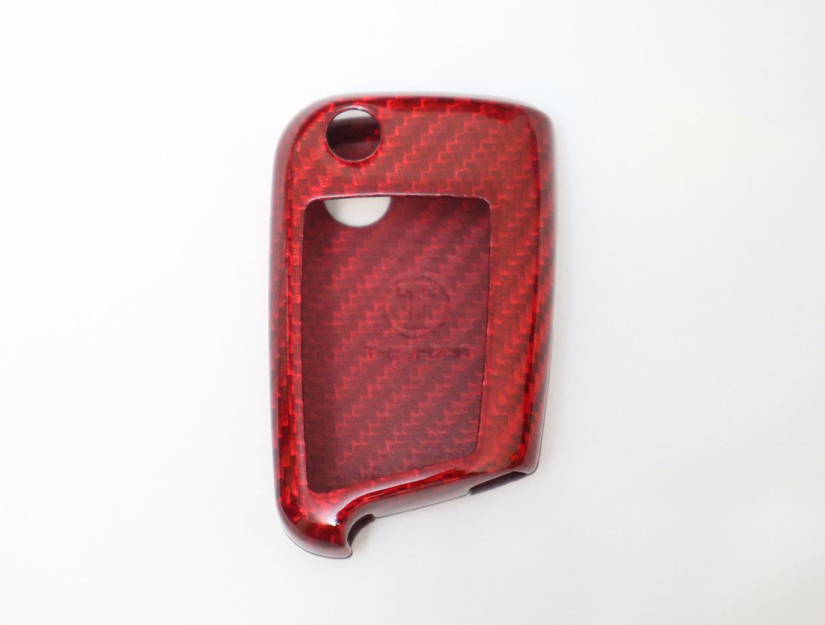 Pinalloy Deluxe Red Real Carbon Fiber Key Cover Case Shell Fob for Volkswagen VW Golf 7 MK7 - Pinalloy Online Auto Accessories Lightweight Car Kit 