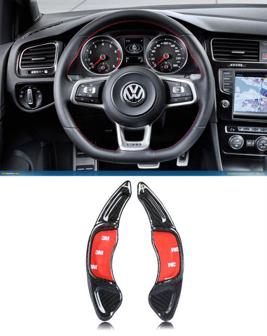 Pinalloy Real Carbon Fiber Steering Paddle Shifter Extension for VW Golf MK7 Scirocco GTi R - Pinalloy Online Auto Accessories Lightweight Car Kit 