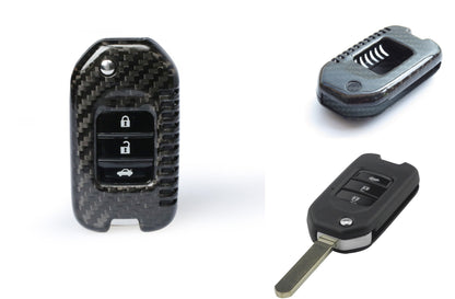 Pinalloy Carbon Fiber Remote Flip Key Cover Case fit Honda Civic HRV Accord - Pinalloy Online Auto Accessories Lightweight Car Kit 