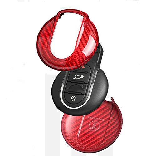 Pinalloy Red Carbon Fiber Remote Key Cover Case for BMW Mini F54 F56 F55 F57 F60