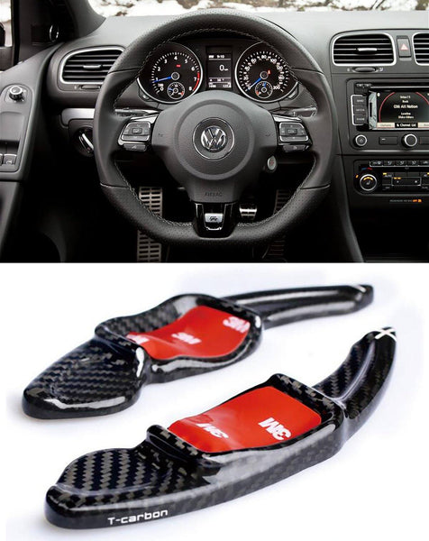 Pinalloy Real Carbon Fiber Black DSG Paddle Shifter Extension Steering Wheel for VW Golf Scirocco MK5 6 / SEAT Leon - Pinalloy Online Auto Accessories Lightweight Car Kit 