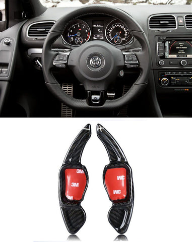 Pinalloy Real Carbon Fiber Black DSG Paddle Shifter Extension Steering Wheel for VW Golf Scirocco MK5 6 / SEAT Leon - Pinalloy Online Auto Accessories Lightweight Car Kit 