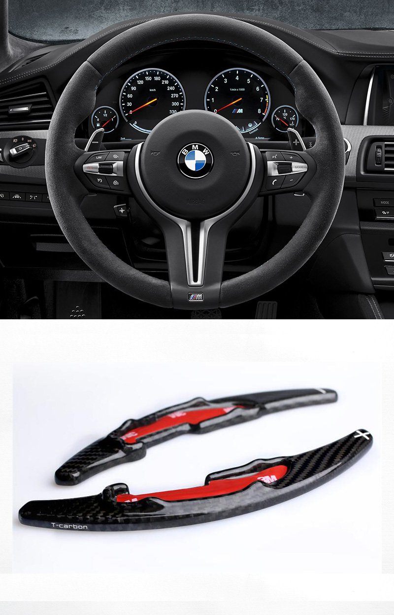 Pinalloy 100% Real Carbon Fiber Steering Wheel Paddle Shifter Extension For BMW M3 M4 M5 M6 - Pinalloy Online Auto Accessories Lightweight Car Kit 