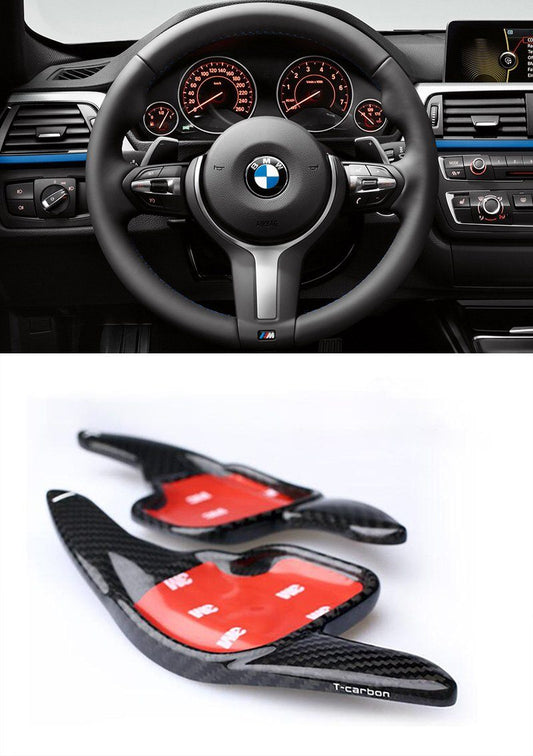 Pinalloy 100% Real Carbon Fiber Steering Wheel Paddle Shifter Extension for BMW 2 3 4 5 6 7 X1 X5 Z4 Series 2010-2016 - Pinalloy Online Auto Accessories Lightweight Car Kit 