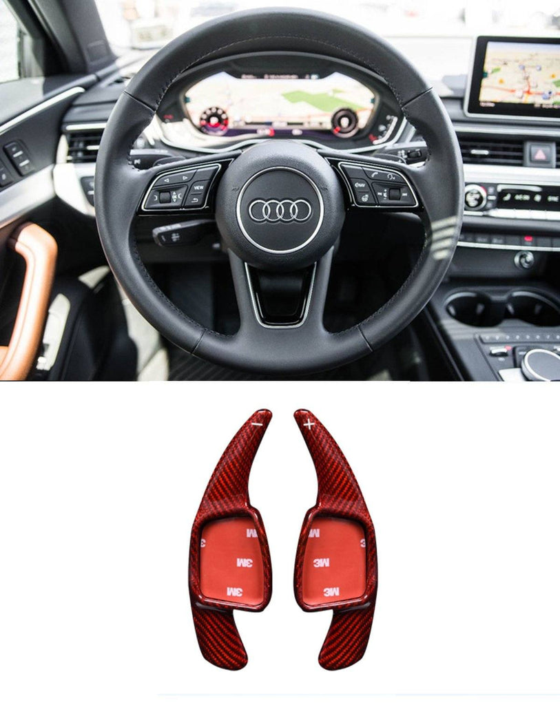 Pinalloy 100% Red Carbon Fiber Steering Paddle Shifter Extension for Audi A3 A4L A5 Q7 TT TTS S4 Q2 S3 SQ