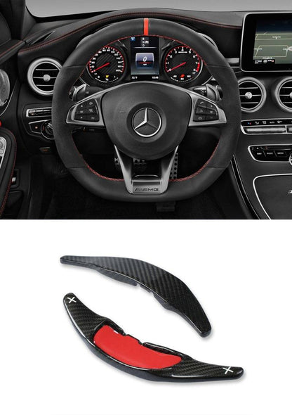 Pinalloy Real Carbon Fiber Steering Paddle Shifter Extension For Mercedes Benz AMG C63 S63 GLE63 (2015 - 2017) - Pinalloy Online Auto Accessories Lightweight Car Kit 