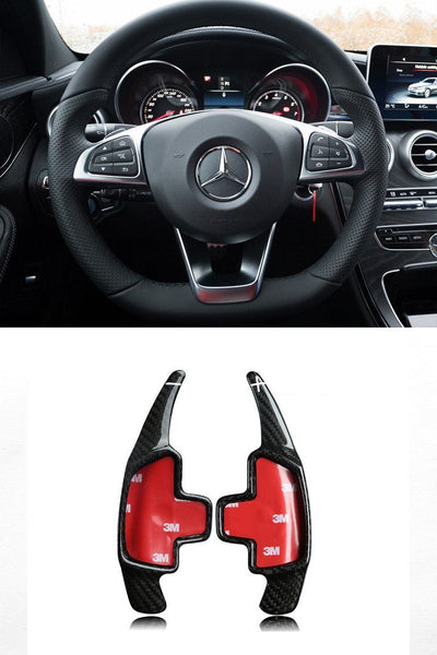 Pinalloy Real Carbon Fiber Paddle Shifter Extension For Mercedes Benz C Series 2015 - 2016 - Pinalloy Online Auto Accessories Lightweight Car Kit 