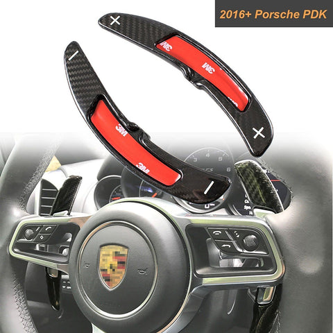 Pinalloy Real Carbon Fiber Steering Wheel Paddle Shifter Extensions For 2016-17 Porsche Cayenne Macan Panamera Boxster GT3 911 - Pinalloy Online Auto Accessories Lightweight Car Kit 
