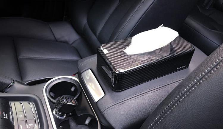 Real Carbon Car Tissue Paper Box Holder Auto Interior Accessory