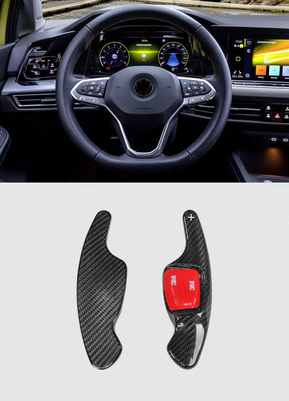 Pinalloy Real Carbon Fiber Made DSG Paddle Shifter Extensions for VW Golf MK8 2021+