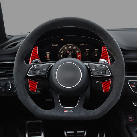 Pinalloy 100% Red Carbon Fiber Paddle Shifters Extension for Audi 2016+ R8, TT RS, 2017+ RS3, RS5, 2018+ RS4, 2019+ RS6
