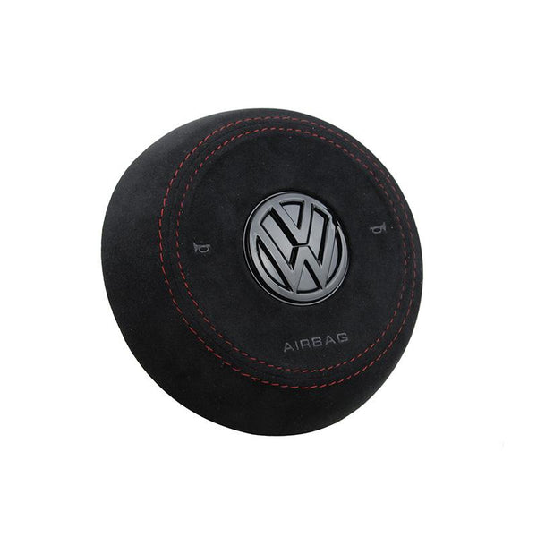 Pinalloy Alcantara Steering Wheel Airbag Cover for VW Golf MK7/7.5 GTI/R (Red Stitch)
